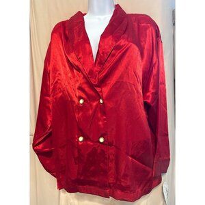 NWT Vintage L'Intima Collection Red Silky Pajama Top Large